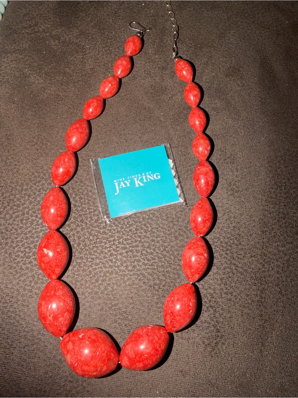 Jay King Coral Gemstone Vibrant orange Red Chunky Beaded Necklace